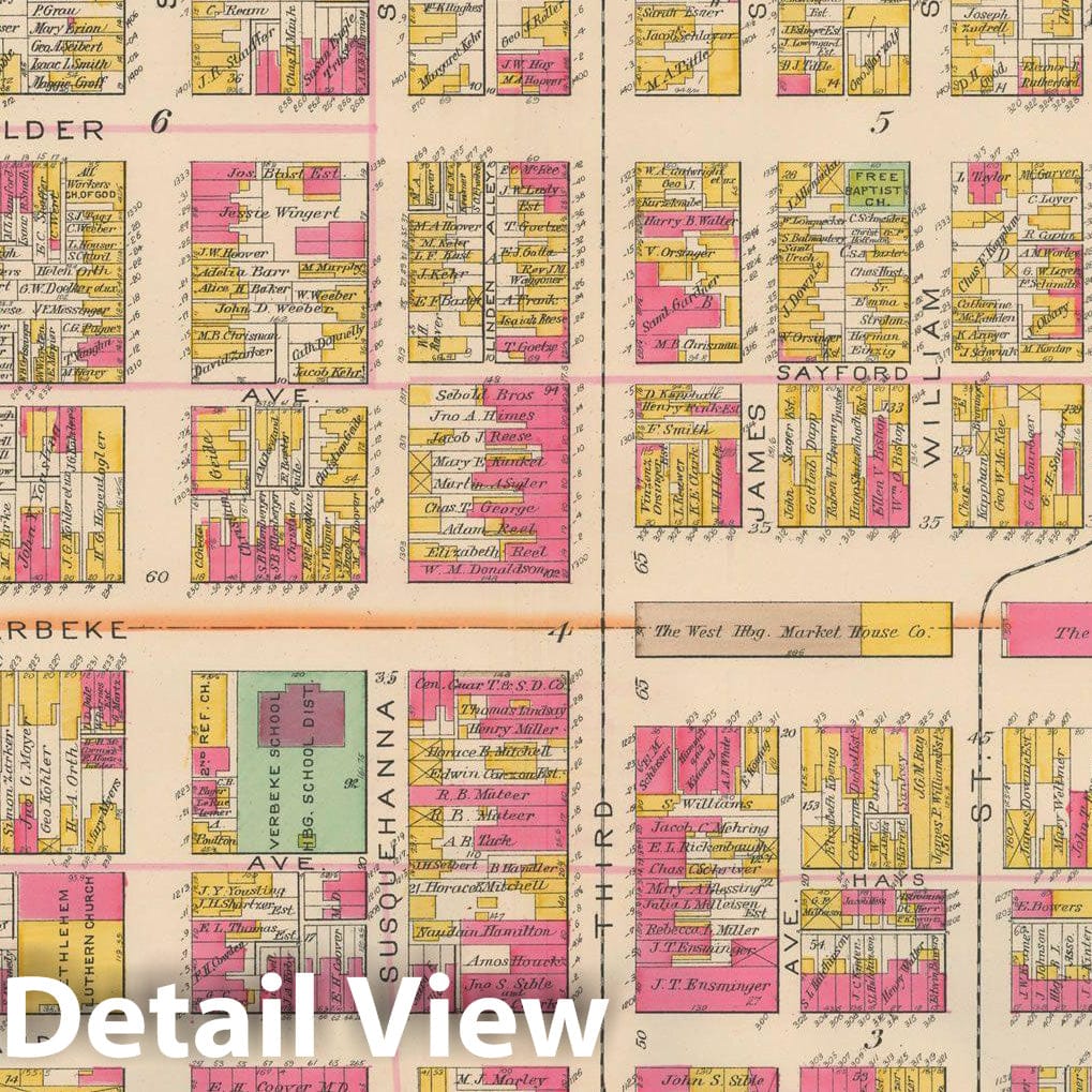 Historic Map : Atlas City of Harrisburg, Harrisburg 1901 Plate O , Vintage Wall Art