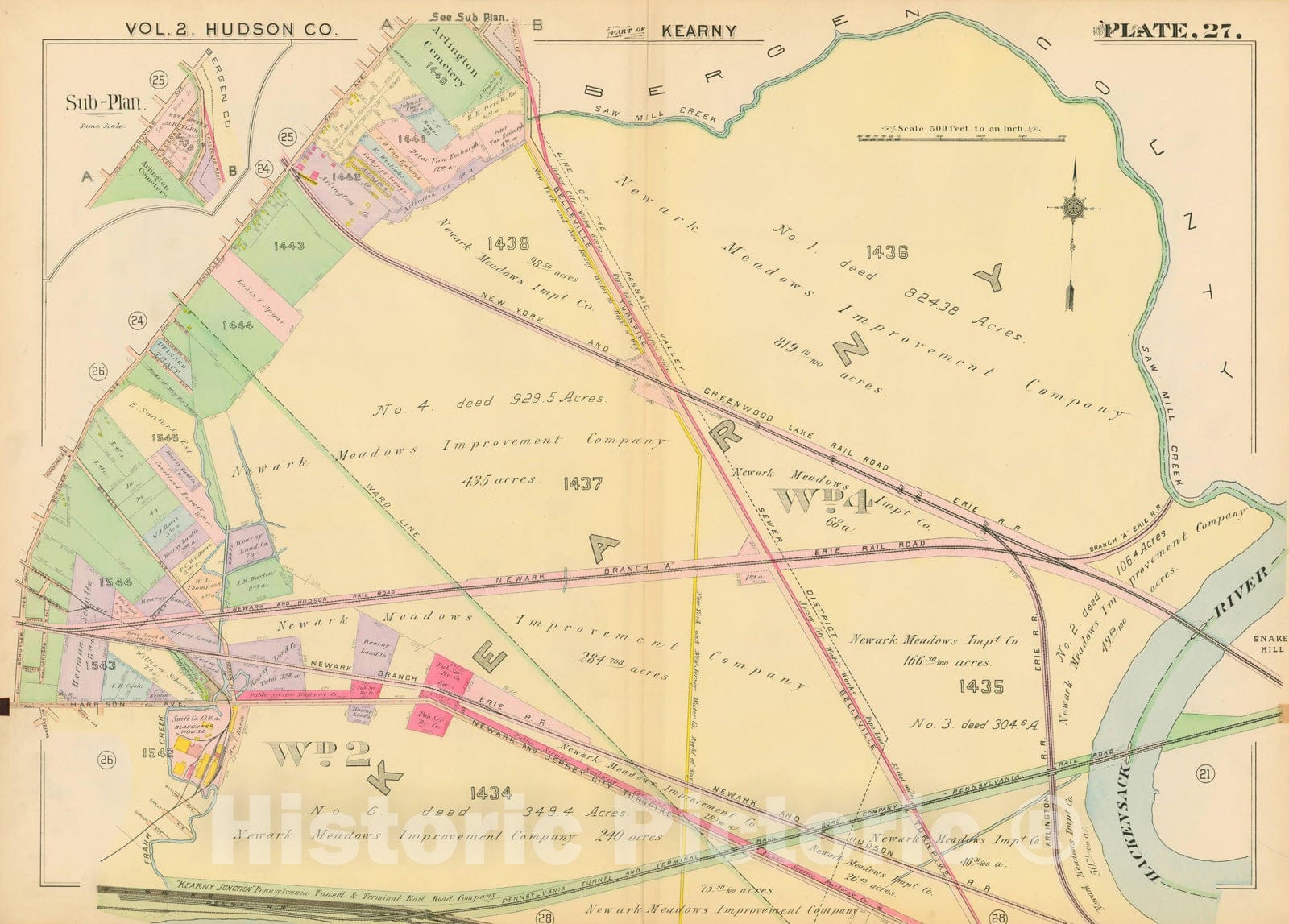 Historic Map : Atlas of Hudson County New Jersey, Kearny 1909 Plate 027 , Vintage Wall Art