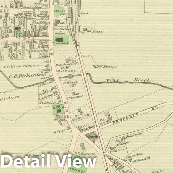 Historic Map : County Atlas of Middlesex Massachusetts, Lexington 1875 , Vintage Wall Art