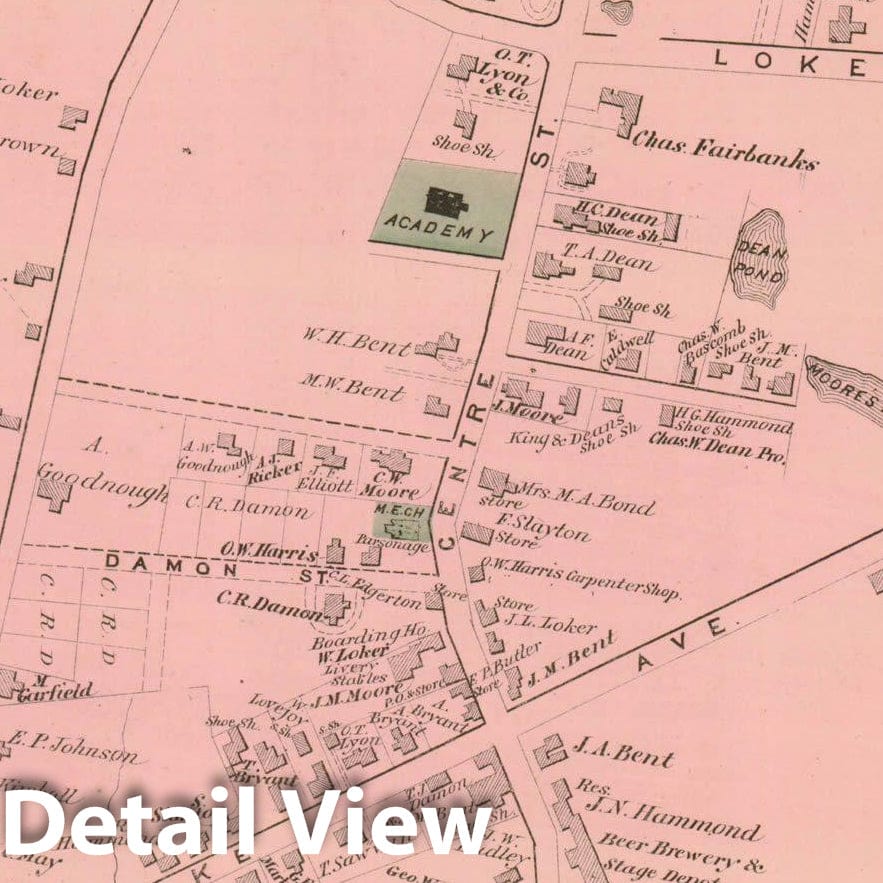 Historic Map : County Atlas of Middlesex Massachusetts, Wayland 1875 , Vintage Wall Art