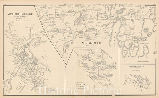 Historic Map : Alton & Meredith 1892 , Town and City Atlas State of New Hampshire , Vintage Wall Art