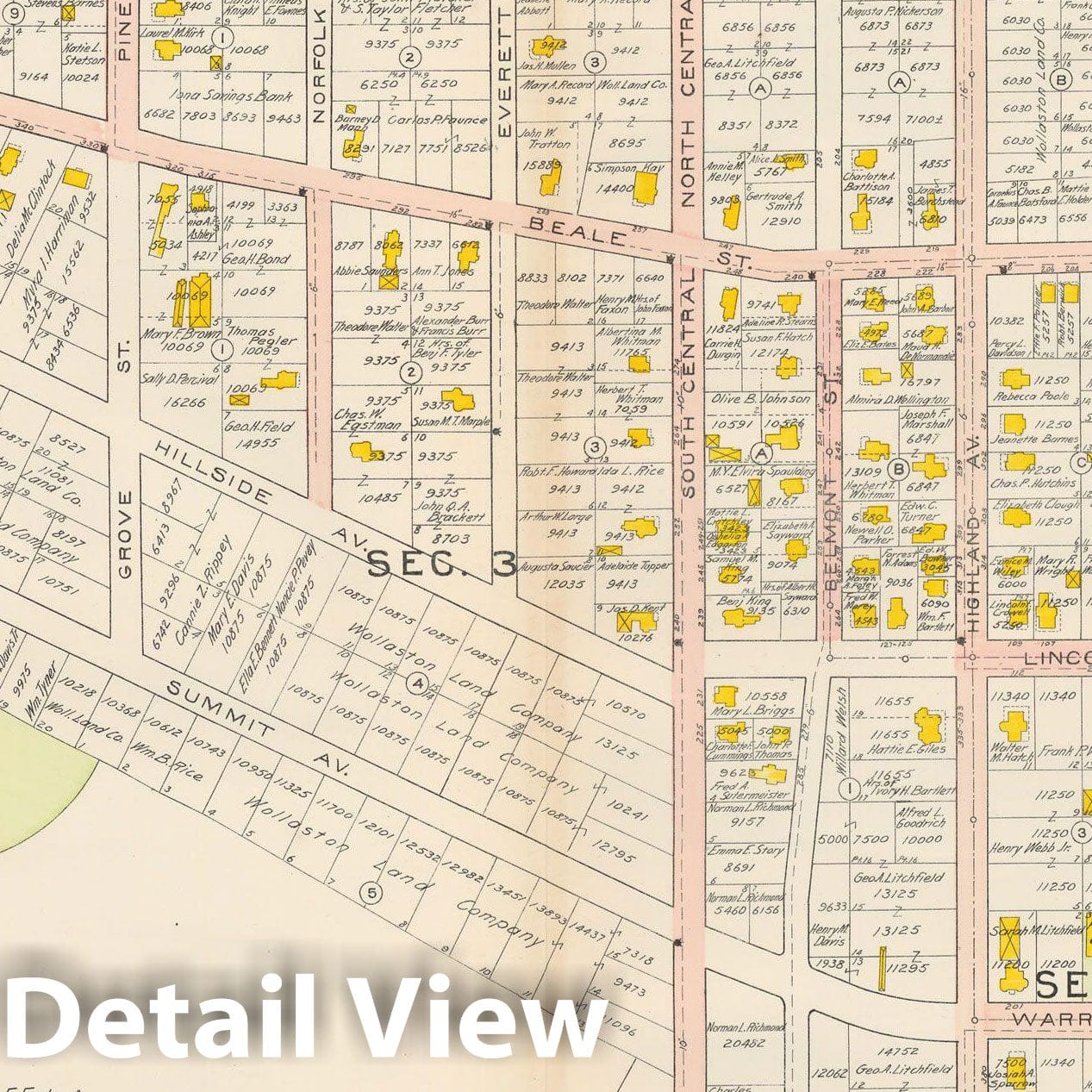 Historic Map : Atlas City of Quincy, Quincy 1907 Plate 012 , Vintage Wall Art