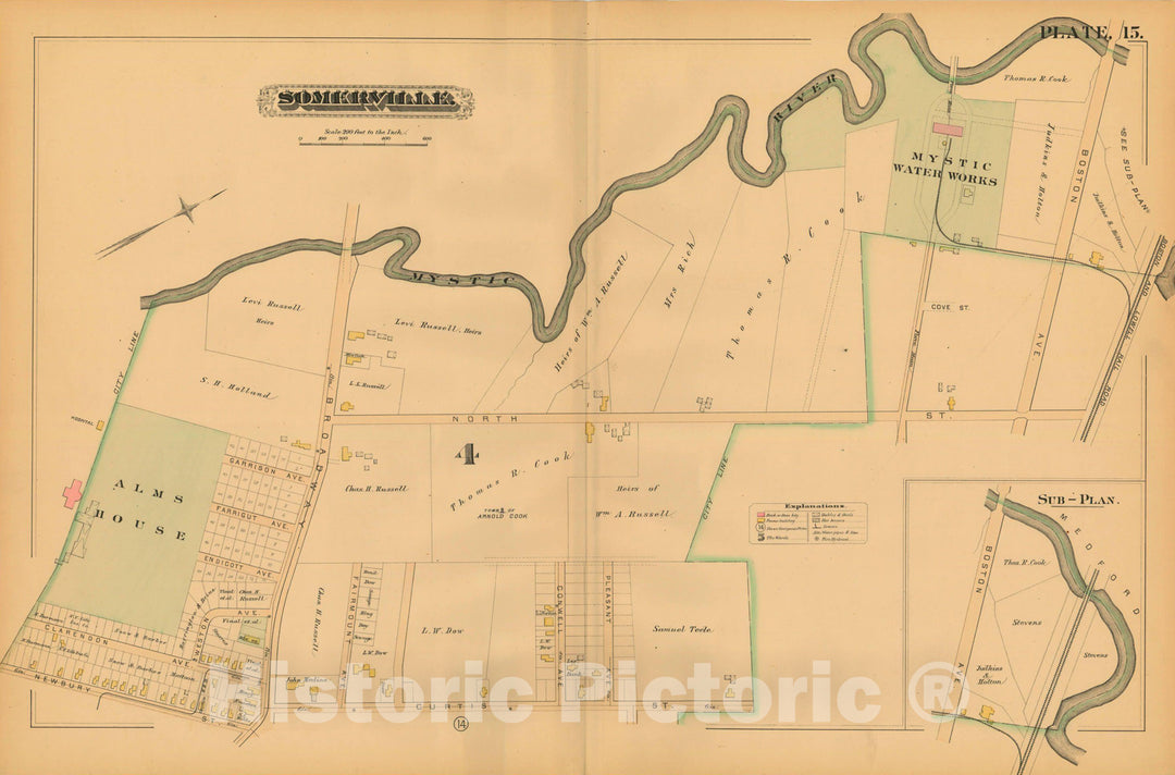 Historic Map : Atlas of Somerville Massachusetts, Somerville 1884 Plate 015 , Vintage Wall Art