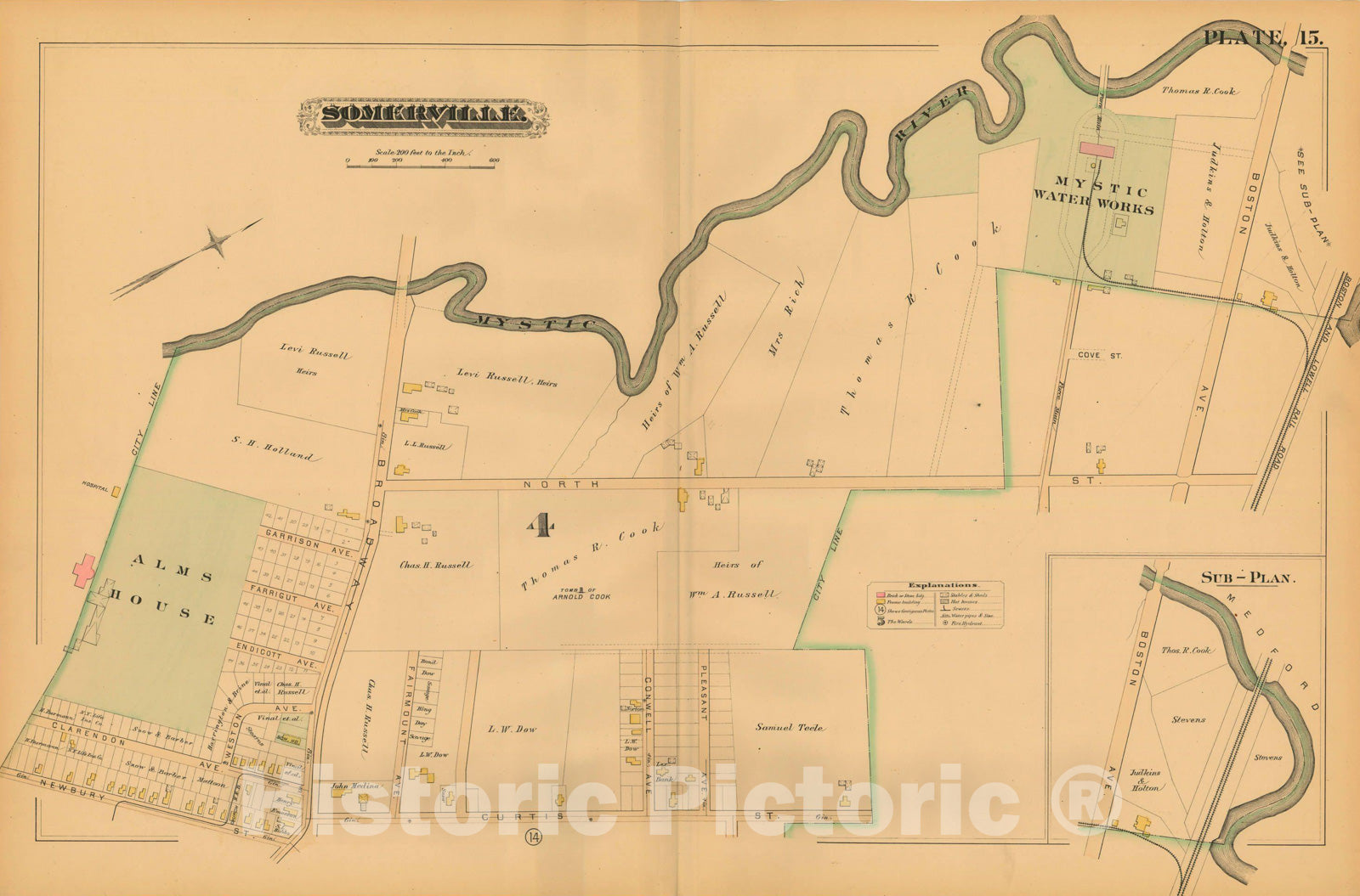 Historic Map : Atlas of Somerville Massachusetts, Somerville 1884 Plate 015 , Vintage Wall Art