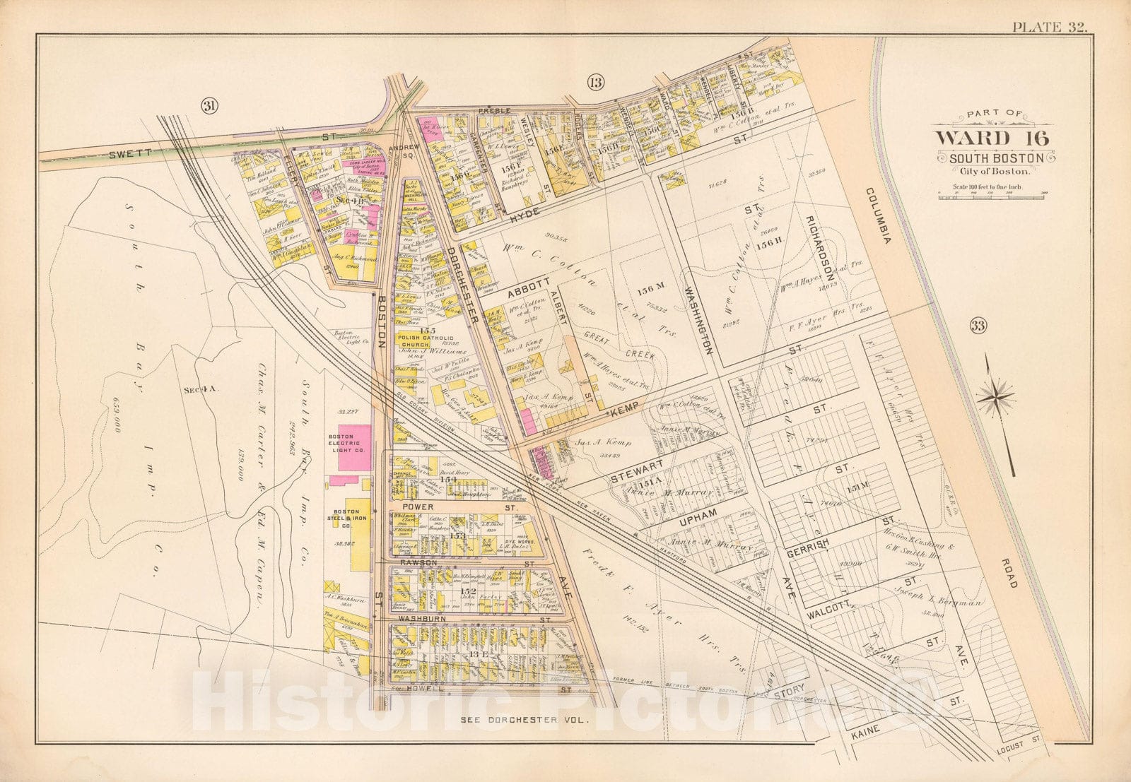 Historic Map : Atlas City of Boston, South Boston 1899 Plate 032 , Vintage Wall Art