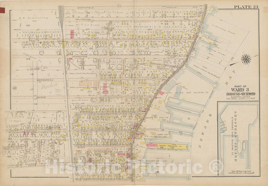 Historic Map : Atlas of Staten Island, Borough of Richmond, Vol 1, Staten Island 1917 Plate 023 , Vintage Wall Art