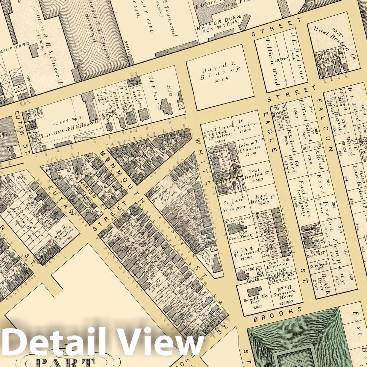 Historic Map : Atlas of county of Suffolk, MA Vol. 4, East Boston 1874 Plate L , Vintage Wall Art