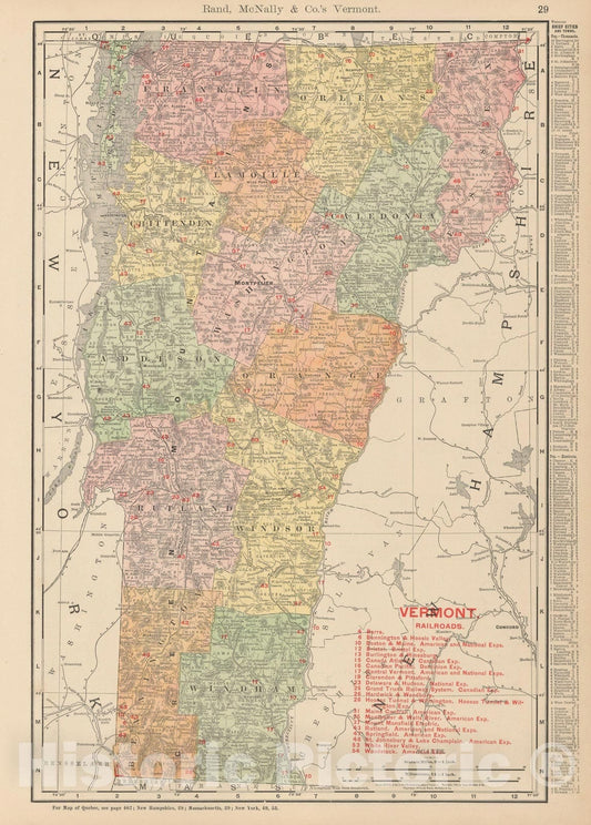Historic Map : Vermont 1903 , Rand McNally Business Atlas , Vintage Wall Art