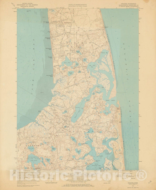 Historic Map : USGS 7.5 Minute Sheets and Quadrangles, Orleans 1962 Topographic Map , Vintage Wall Art