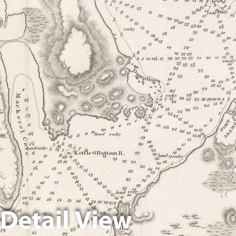 Historic Map : American Coast Pilot, 12th Edition, Jamestown & Newport 1842 , Vintage Wall Art