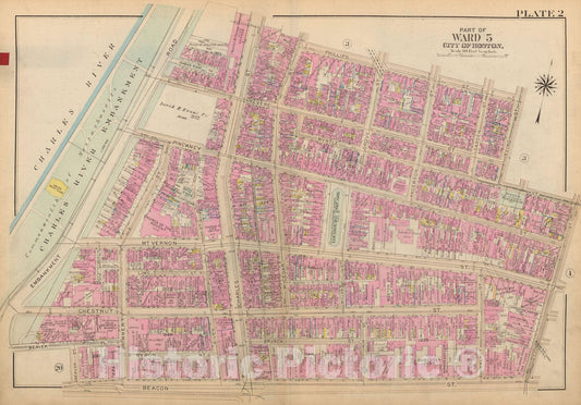Historic Map : Atlas City of Boston: Boston Proper and Back Bay, Boston 1928 Plate 002 , Vintage Wall Art