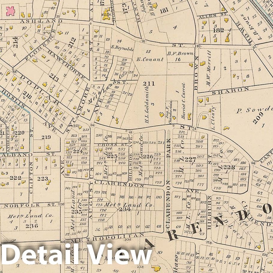 Historic Map : City Atlas of Boston, Massachusetts, Roslindale 1882 Plate 024 , Vintage Wall Art