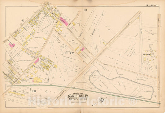 Historic Map : Atlas City of Boston Proper & Roxbury 1895 Plate 045 , Vintage Wall Art