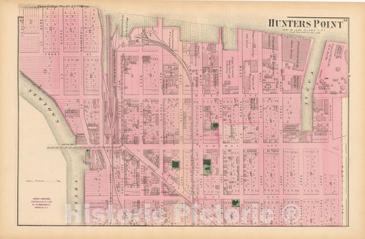 Historic Map : Atlas of Long Island, New York, Long Island City & Queens 1873 , Vintage Wall Art