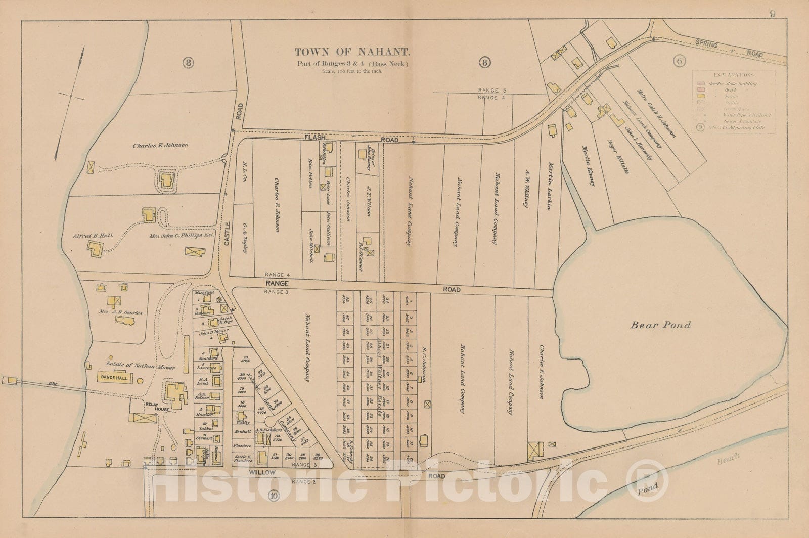 Historic Map : Atlas of Nahant, Nahant 1896 Plate 009 , Vintage Wall Art