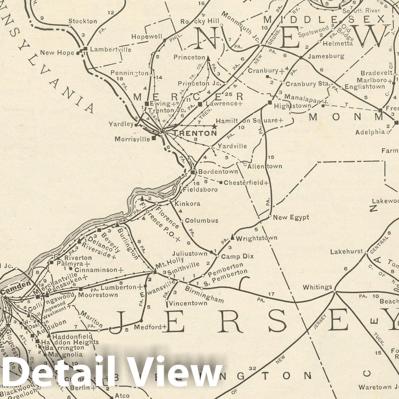 Historic Map : New Jersey 1925 , Vintage Wall Art