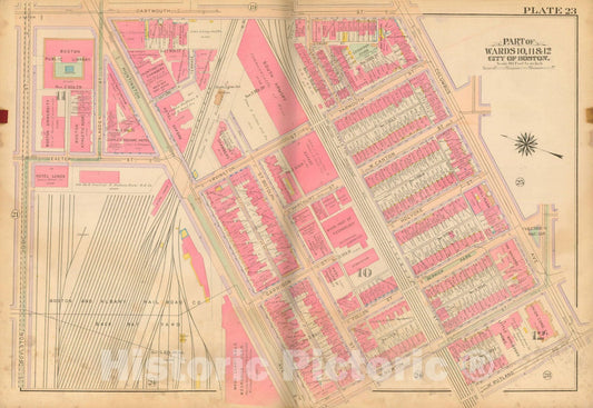 Historic Map : Atlas City of Boston, Boston 1912 Plate 023 , Vintage Wall Art