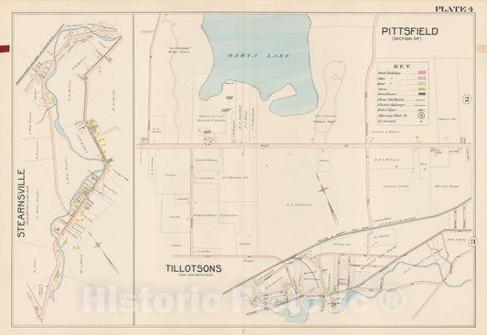 Historic Map : Atlas of Berkshire County Massachusetts, Pittsfield 1904 Plate 004 , Vintage Wall Art