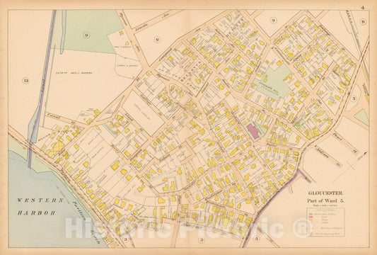Historic Map : Atlas of Cape Ann, Gloucester, Rockport and Manchester, Gloucester 1899 Page 004 , Vintage Wall Art