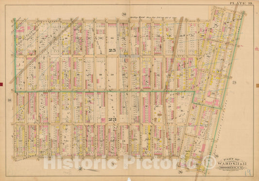 Historic Map : Robinson's Atlas City of Brooklyn, NY, Brooklyn 1886 Plate 019 , Vintage Wall Art
