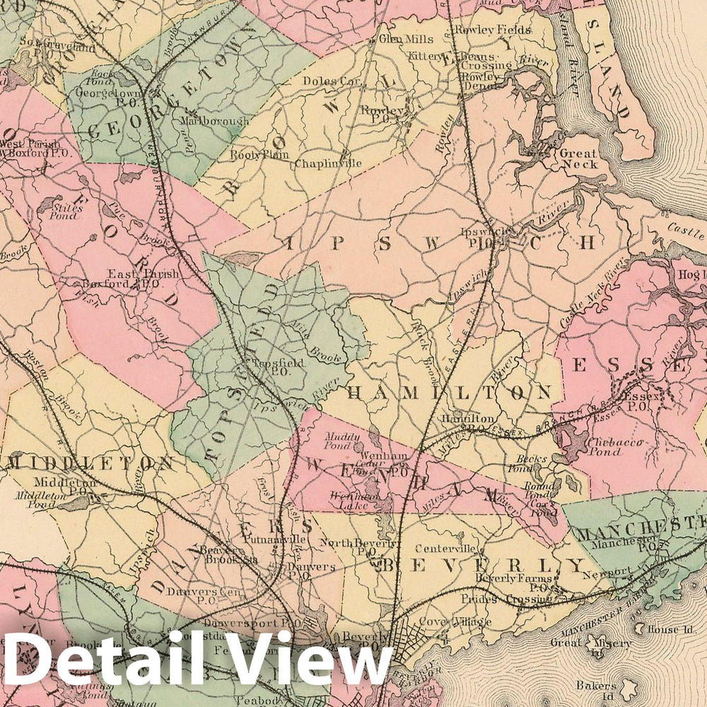 Historic Map : Atlas of Essex County Massachusetts, 1872 , Vintage Wall Art