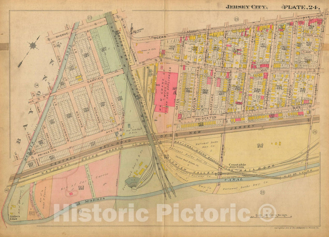 Historic Map : Jersey City 1919 Plate 024 , Vintage Wall Art