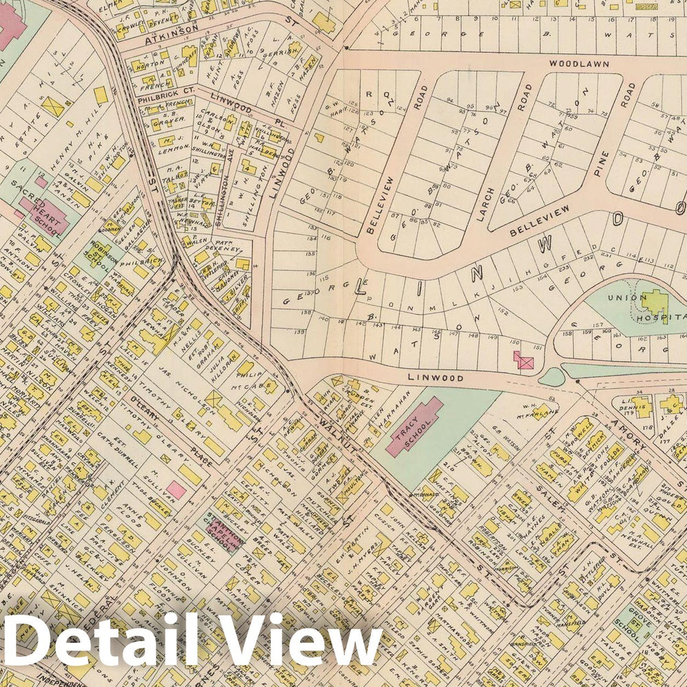 Historic Map : Atlas of Lynn, Swampscott and Saugus, Lynn 1905 Plate 014 , Vintage Wall Art