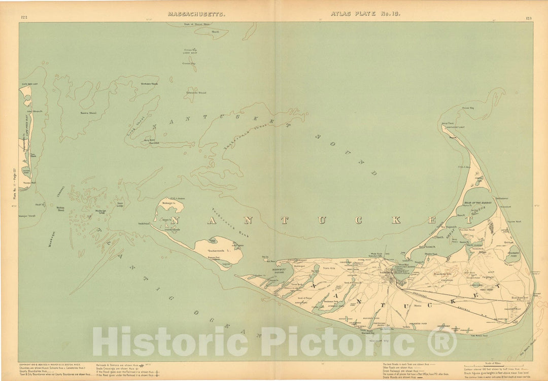 Historic Map : Atlas of Massachusetts, Nantucket 1904 Plate 010 , Vintage Wall Art