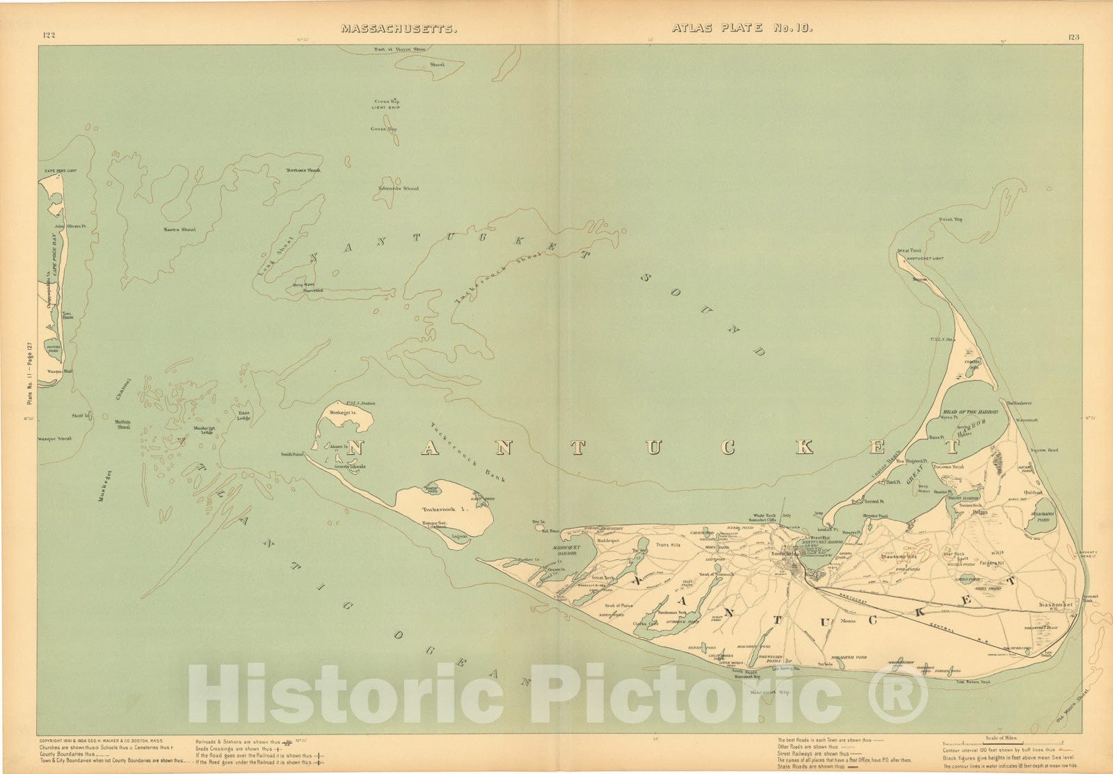 Historic Map : Atlas of Massachusetts, Nantucket 1904 Plate 010 , Vintage Wall Art