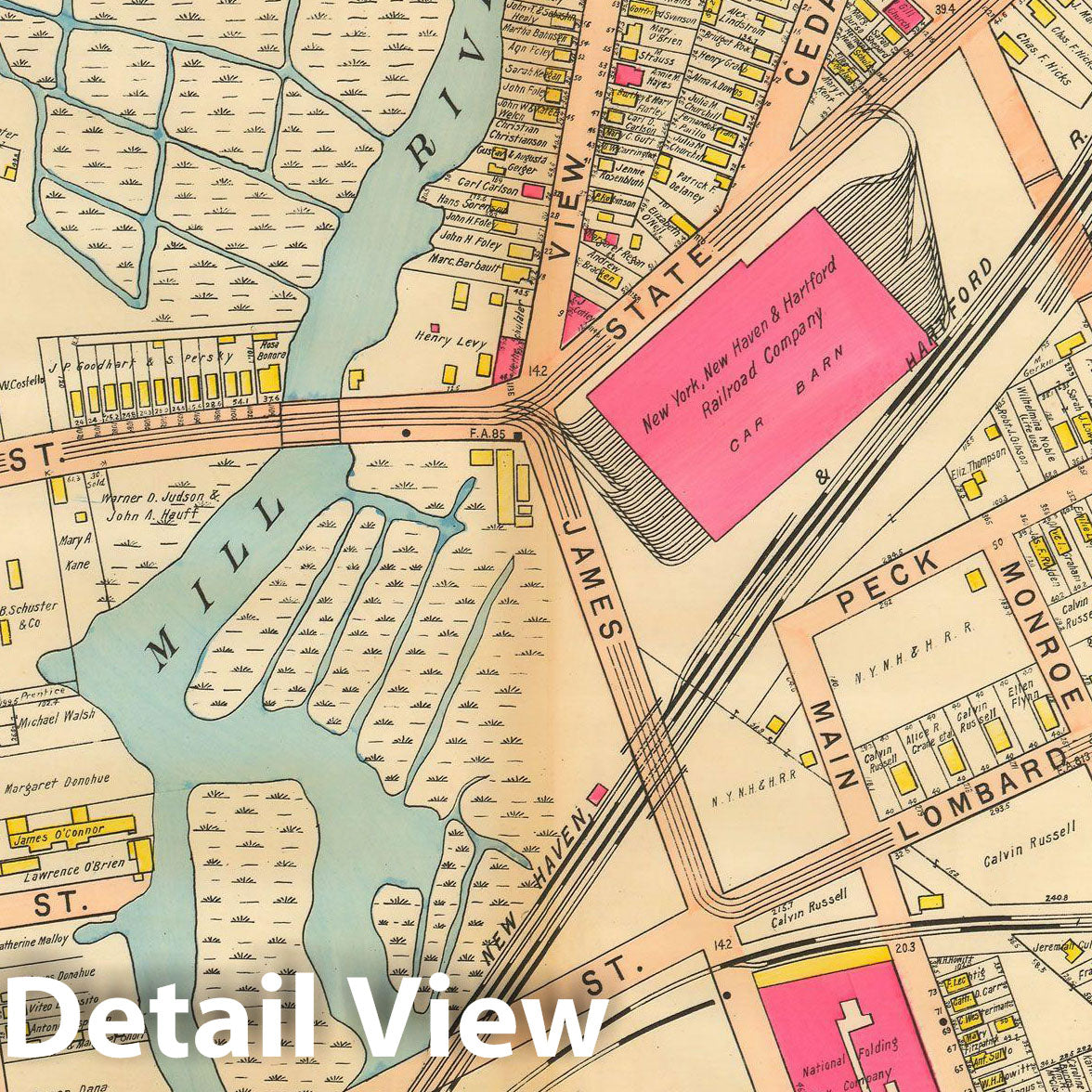 Historic Map : Atlas of New Haven Connecticut, New Haven 1911 Plate 019 , Vintage Wall Art