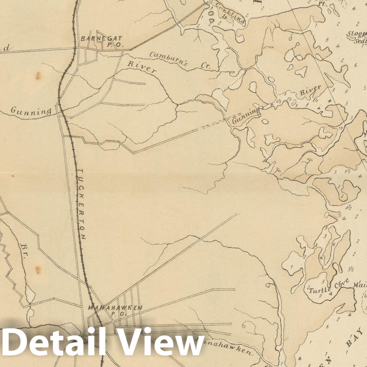 Historic Map : Atlas New Jersey Coast, Barnegat Inlet 1878 , Vintage Wall Art