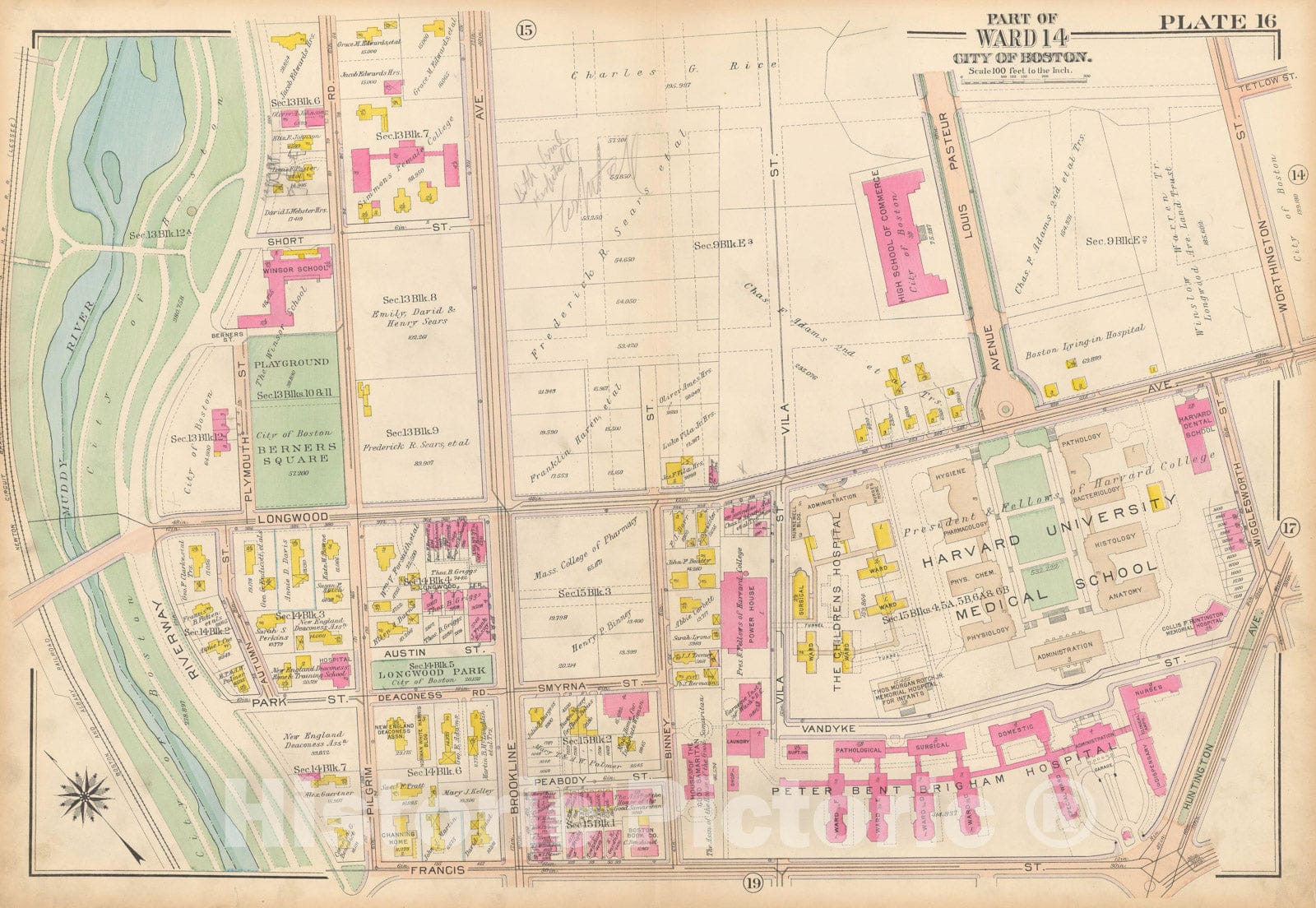 Historic Map : Atlas City of Boston, Roxbury, Roxbury 1915 Plate 016 , Vintage Wall Art