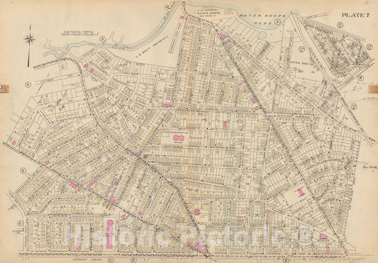 Historic Map : Atlas City of Springfield and the Town of Longmeadow 1920 Plate 007 , Vintage Wall Art