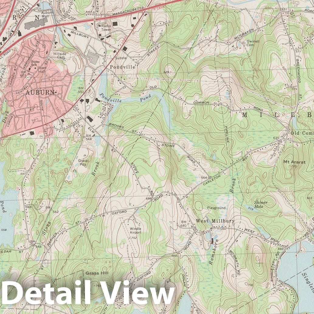 Historic Map : USGS 7.5 Minute Sheets and Quadrangles, Auburn & Millbury & Worcester 1973 Topographic Map , Vintage Wall Art