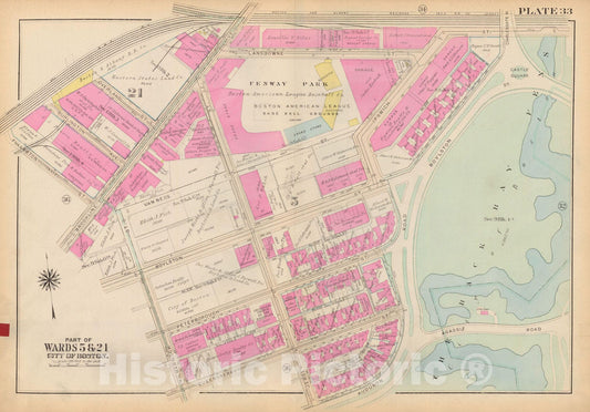 Historic Map : Atlas City of Boston: Boston Proper and Back Bay, Boston 1928 Plate 033 , Vintage Wall Art