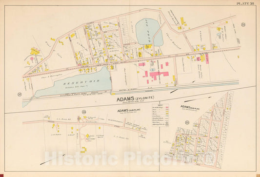 Historic Map : Atlas of Berkshire County Massachusetts, Adams 1904 Plate 058 , Vintage Wall Art