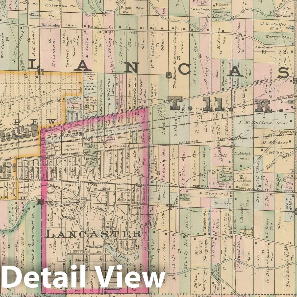 Historic Map : Atlas of Niagara Falls, North Tonawanda and Buffalo, NY, Lancaster 1893 Plate 024 , Vintage Wall Art