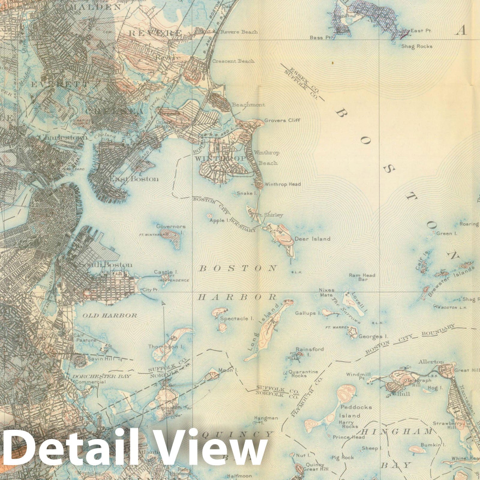 Historic Map : Areal Geology, Boston and Boston Bay Quadrangles 1932 , Vintage Wall Art