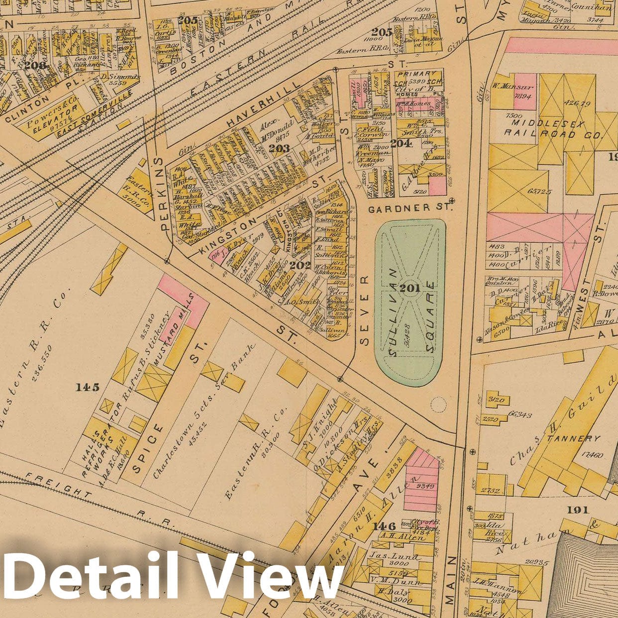 Historic Map : Boston Vol. 6, Charlestown & Brighton, Charlestown 1885 Plate F , Vintage Wall Art