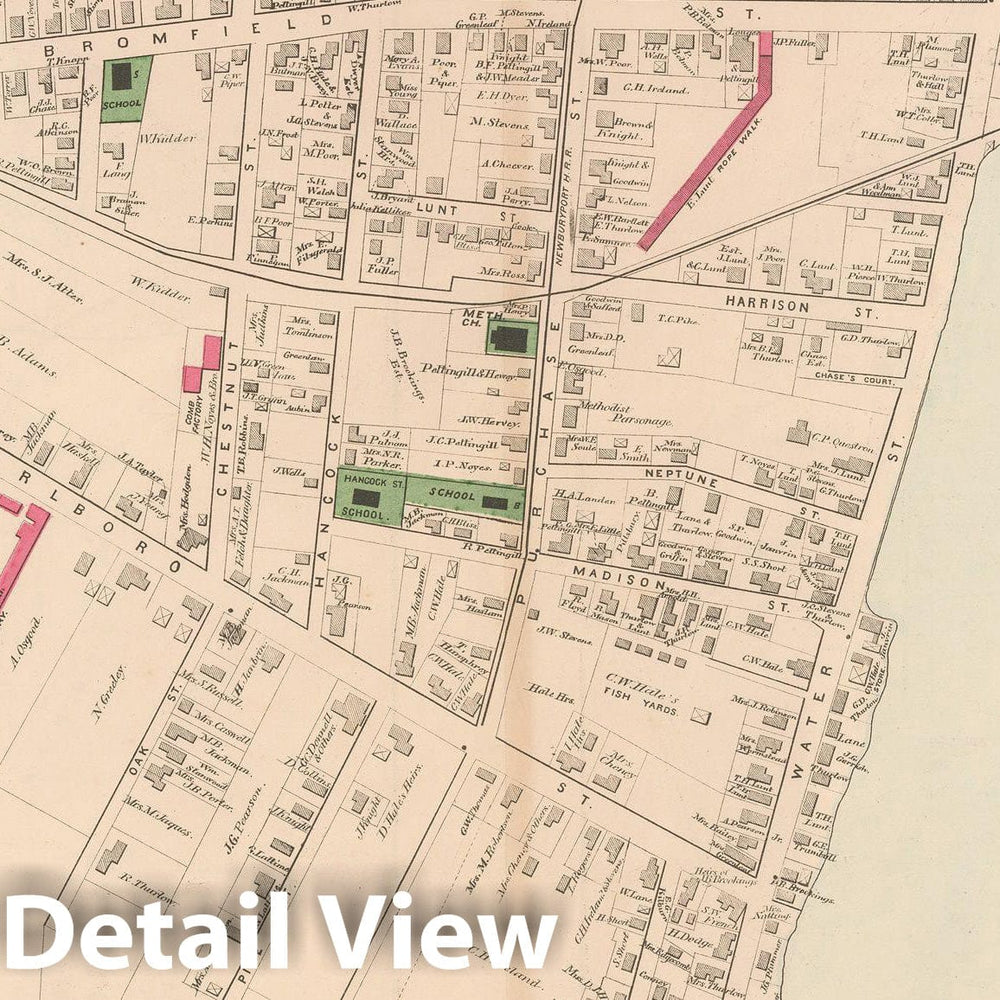Historic Map : Atlas of Essex County, Newburyport 1884 , v2, Vintage Wall Art