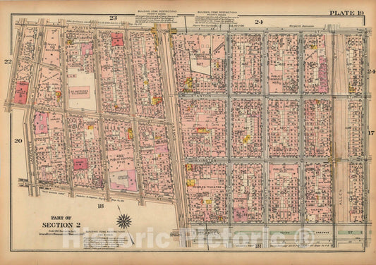 Historic Map : Land Book of the Borough of Manhattan, City of NY, Manhattan 1925 Plate 019 , Vintage Wall Art