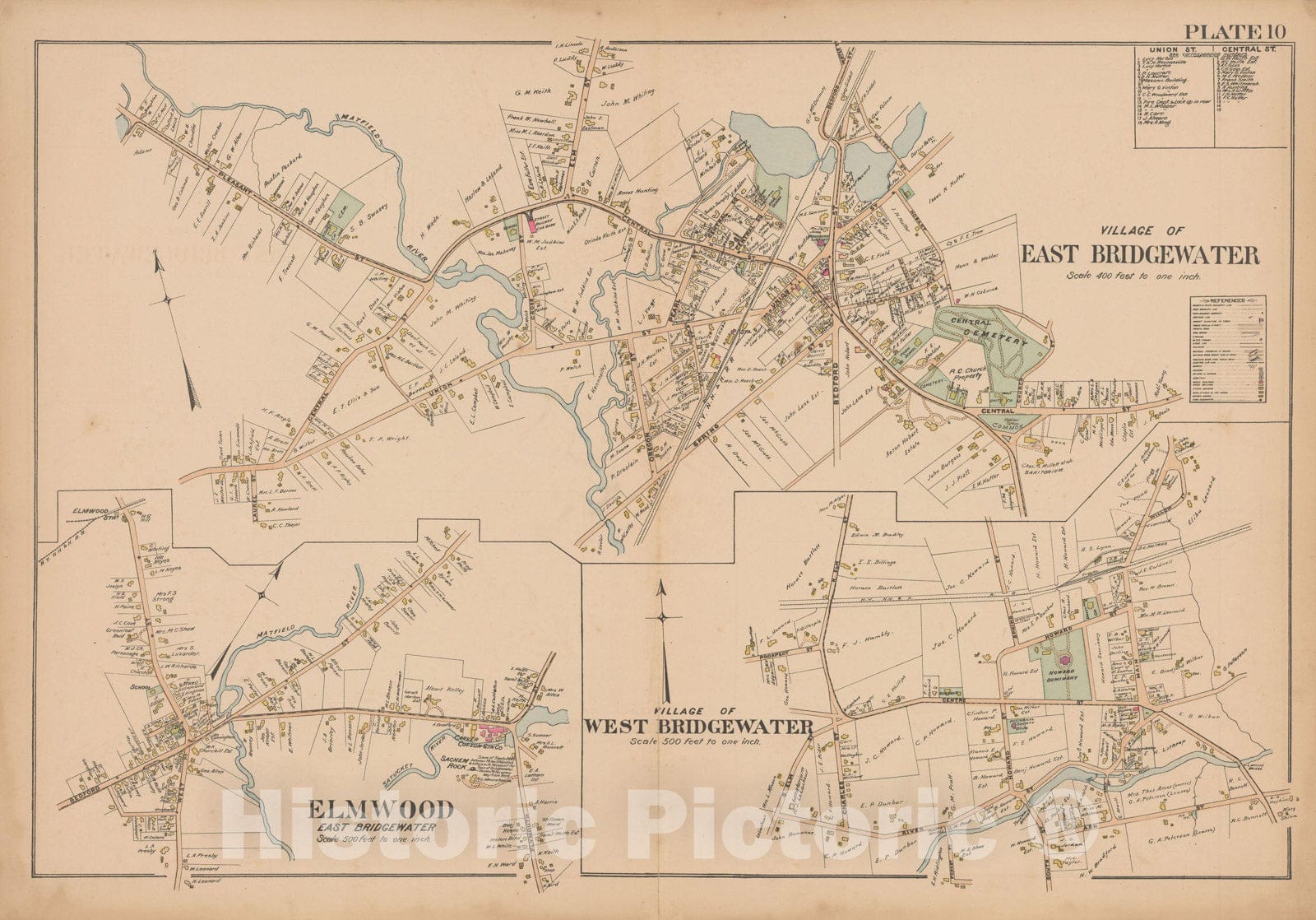 Historic Map : MA, Bridgewater 1903 Plate 010 , New Topographical Atlas of Surveys of Plymouth County ... , Vintage Wall Art