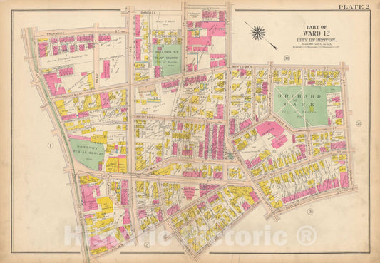 Historic Map : Atlas City of Boston, Roxbury, Roxbury 1915 Plate 002 , Vintage Wall Art