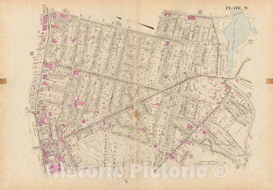 Historic Map : Atlas City of Springfield and the Town of Longmeadow 1920 Plate 009 , Vintage Wall Art