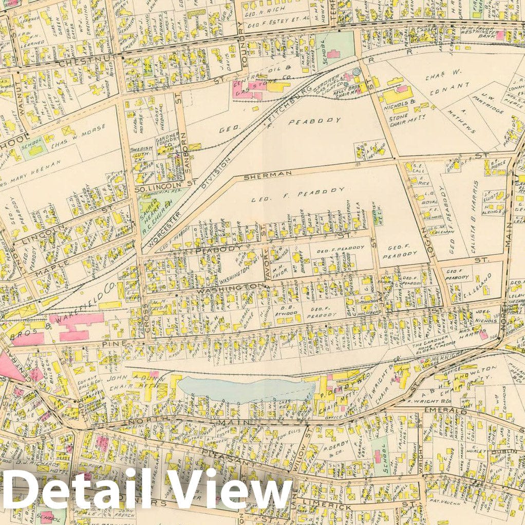 Historic Map : New Topo Atlas County of Worcester, Gardner 1898 Plate 046 , Vintage Wall Art