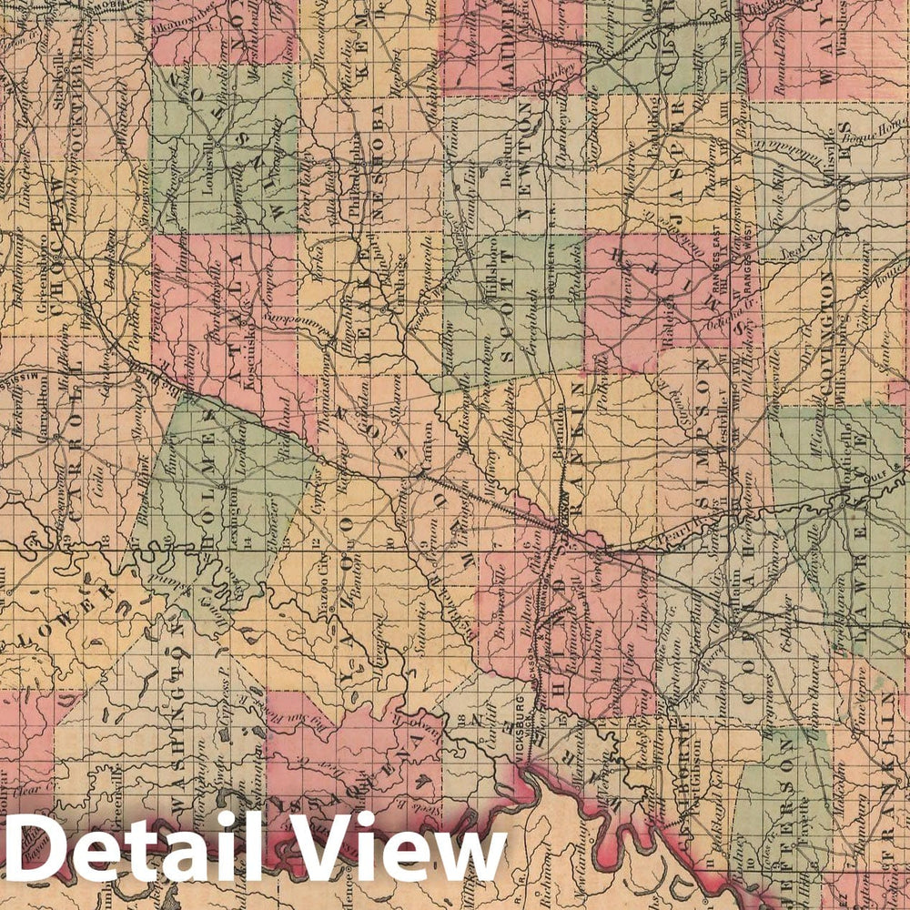 Historic Map : Mississippi 1857 , General Atlas (Of The World) , Vintage Wall Art