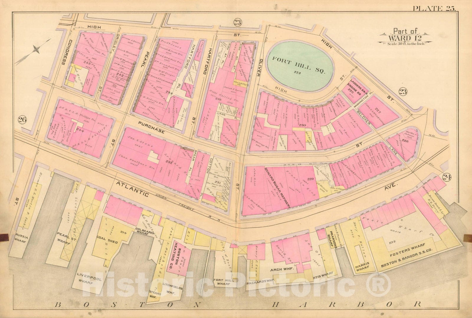 Historic Map : Atlas City of Boston, City Proper, Vol. I, Boston 1888 Plate 025 , Vintage Wall Art