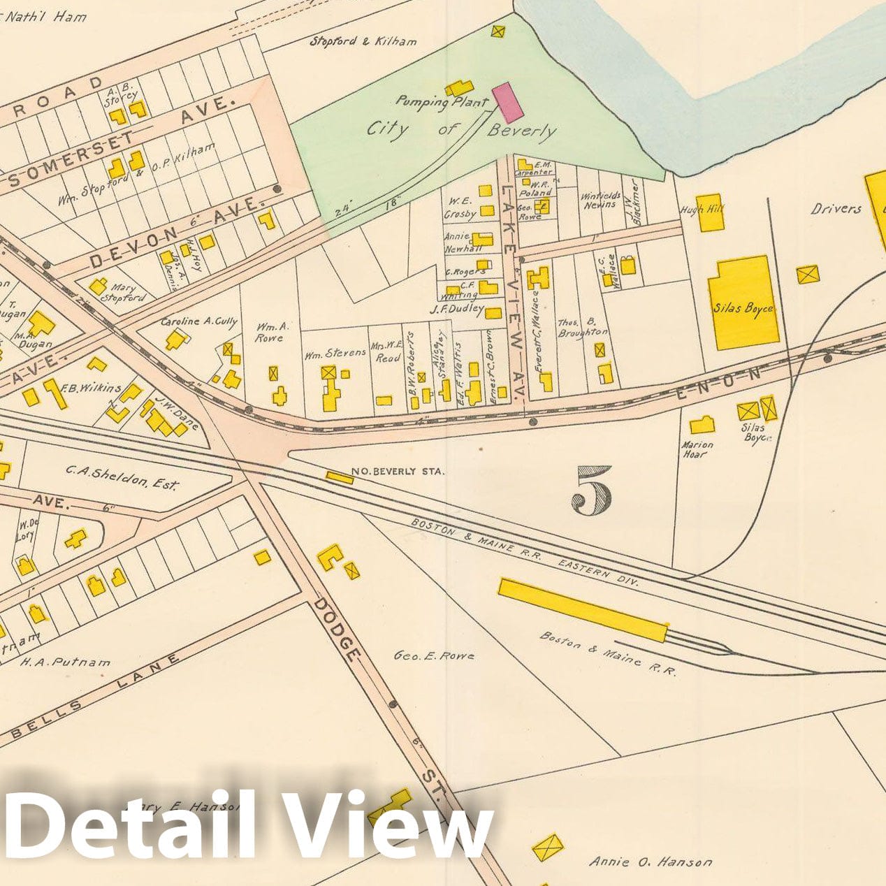 Historic Map : Beverly 1907 Plate 024 , Atlas City of Beverly , Vintage Wall Art