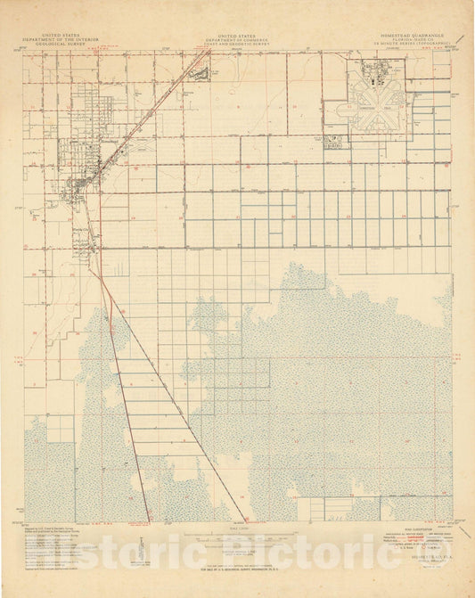 Historic Map : USGS 7.5 Minute Sheets and Quadrangles, Homestead 1950 Topographic Map , Vintage Wall Art