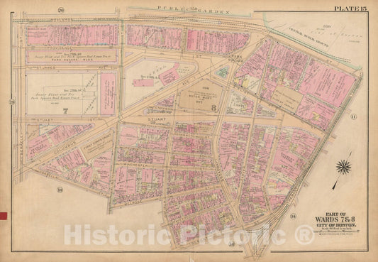 Historic Map : Atlas City of Boston, Boston Proper and Back Bay, Boston 1922 Plate 015 , Vintage Wall Art